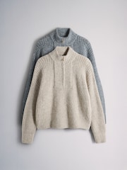 The Set 2 Pack Quarter Zip Jumper With Wool - Image 1 de 11