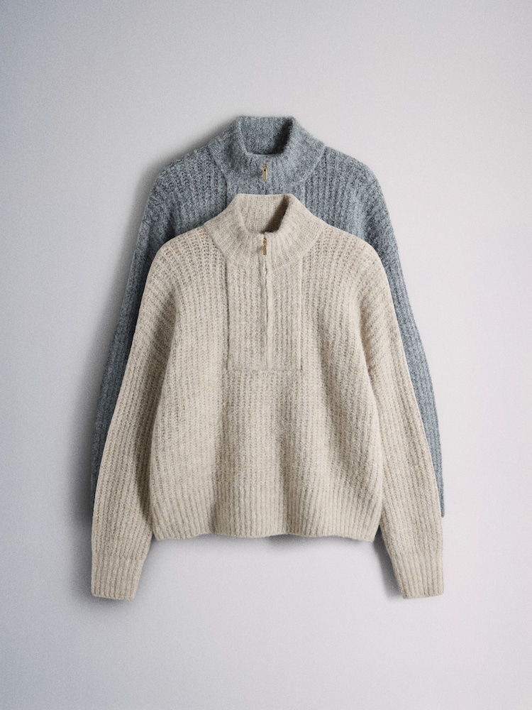The Set 2 Pack Quarter Zip Jumper With Wool - Image 1 de 11