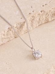 Sterling Silver Cubic Zirconia Drop Pendant Necklace - Image 2 of 3