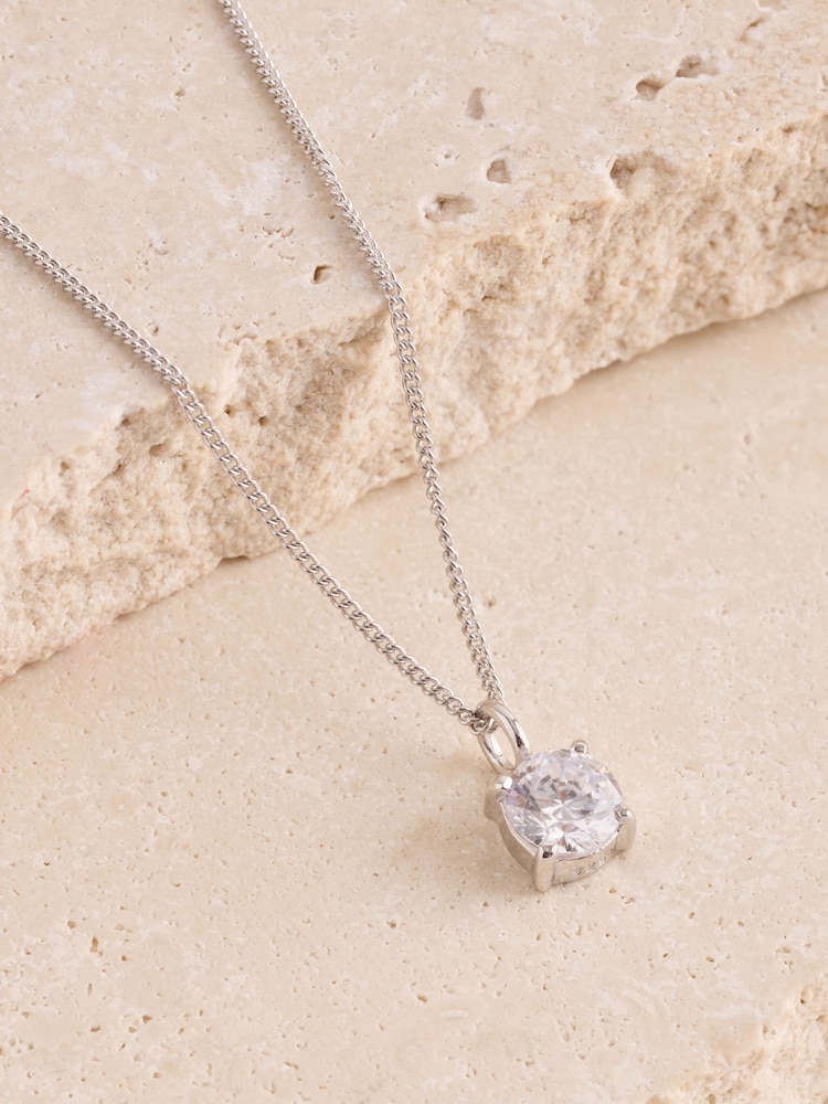 Sterling Silver Cubic Zirconia Drop Pendant Necklace - Image 2 of 3 Sterling Silver Cubic Zirconia Drop Pendant Necklace - Image 2 of 3