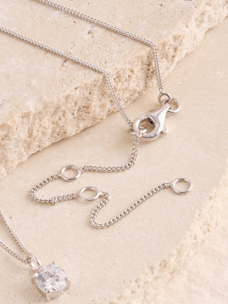 Sterling Silver Cubic Zirconia Drop Pendant Necklace - Image 3 of 3 Sterling Silver Cubic Zirconia Drop Pendant Necklace - Image 3 of 3