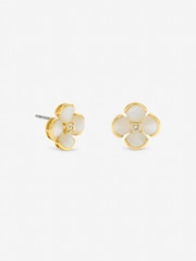 Jon Richard Cream Gold Tone Mother of Pearl Flower Stud Earrings - Image 1 of 3