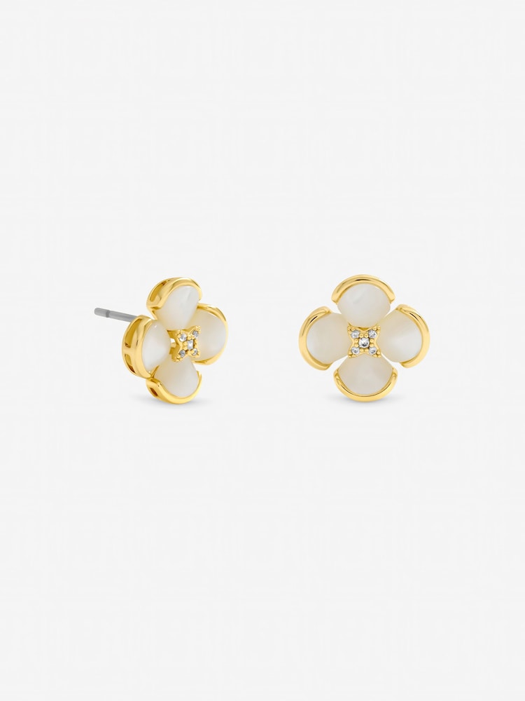 Jon Richard Cream Gold Tone Mother of Pearl Flower Stud Earrings - Image 1 of 3