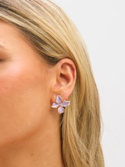 Jon Richard Purple Petal Flower Earrings - Image 3 of 3