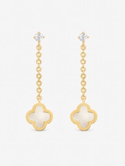 Jon Richard Mother of Pearl Clover Chain Drop Earrings - Imagen 1 de 1