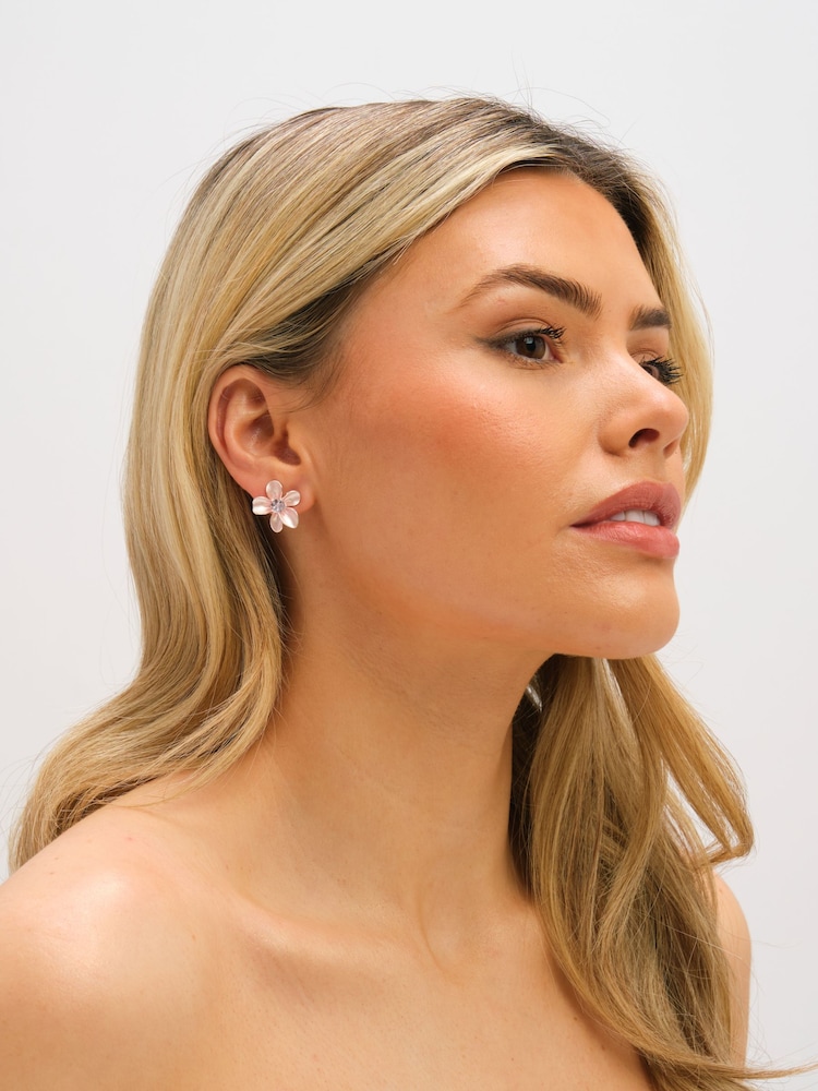 Jon Richard Pink Flower Earrings - Image 2 of 3
