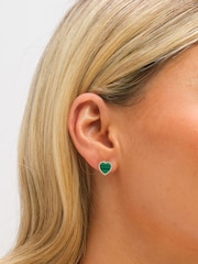 Jon Richard Gold Tone Crystal and Malachite Heart Stud Earrings - Image 3 of 3
