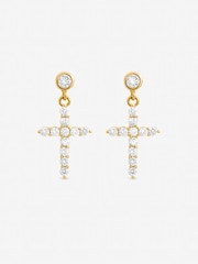 Jon Richard Gold Tone Cubic Zirconia Cross Earrings - Image 1 of 1