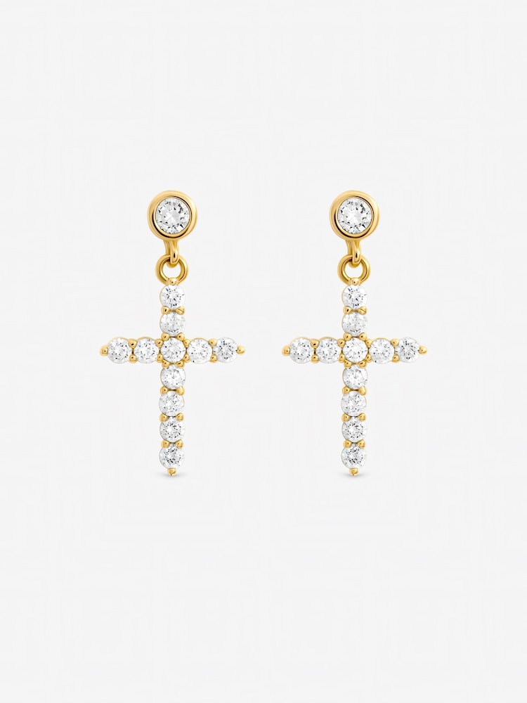 Jon Richard Gold Tone Cubic Zirconia Cross Earrings - Image 1 of 1 Jon Richard Gold Tone Cubic Zirconia Cross Earrings - Image 1 of 1