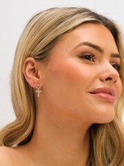 Aur - Jon Richard Tone Cubic Zirconia Cross Earrings - Imaginea 2 din 3