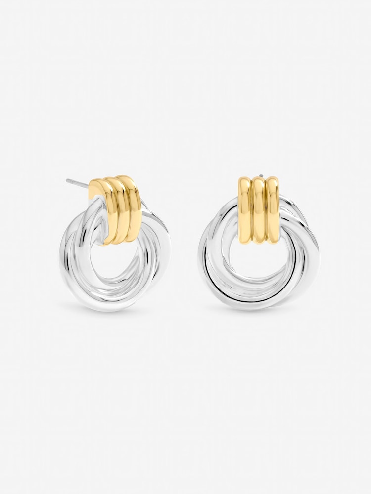 Jon Richard Two Tone Door Knocker Earrings - Imaginea 1 din 3