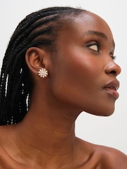 Jon Richard Gold Tone Crystal Flower Clip Earrings - Image 2 of 3