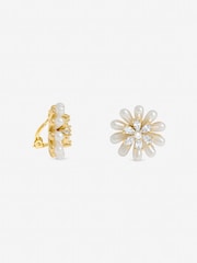 Jon Richard Gold Tone Crystal Flower Clip Earrings - Image 3 of 3