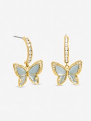 Jon Richard Blue Pave Butterfly Half Hoop Earrings - Image 1 of 3