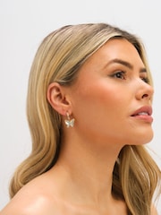 Jon Richard Blue Pave Butterfly Half Hoop Earrings - Image 2 of 3