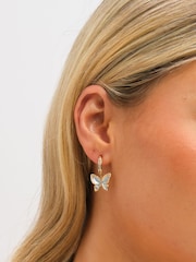 Jon Richard Blue Pave Butterfly Half Hoop Earrings - Image 3 of 3
