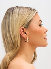Jon Richard Gold Tone Flat Disk Hoop Earrings - Image 2 of 3