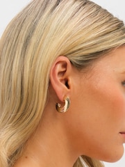 Jon Richard Gold Tone Flat Disk Hoop Earrings - Image 3 of 3