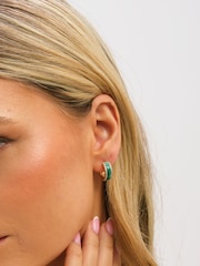 Jon Richard Gold Tone Crystal and Malachite Hoop Earrings - Image 2 of 3