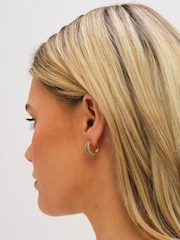 Jon Richard Gold Tone Crystal and Malachite Hoop Earrings - Image 3 of 3