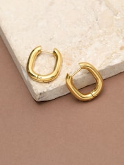 Jon Richard Gold Tone Waterproof Retangle Hoop Earrings - Image 1 of 2