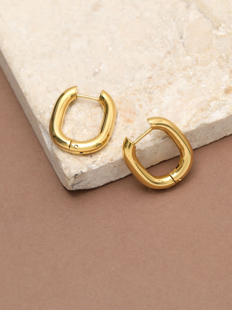 Jon Richard Gold Tone Waterproof Retangle Hoop Earrings - Image 1 of 2
