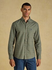 Joules Khaki Green Checked Classic Fit Cotton Oxford Shirt - Image 1 of 11
