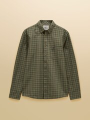 Joules Khaki Green Checked Classic Fit Cotton Oxford Shirt - Image 11 of 11