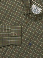 Joules Khaki Green Checked Classic Fit Cotton Oxford Shirt - Image 2 of 11