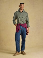Joules Khaki Green Checked Classic Fit Cotton Oxford Shirt - Image 5 of 11