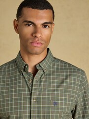 Joules Khaki Green Checked Classic Fit Cotton Oxford Shirt - Image 6 of 11