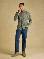 Joules Khaki Green Checked Classic Fit Cotton Oxford Shirt - Image 8 of 11