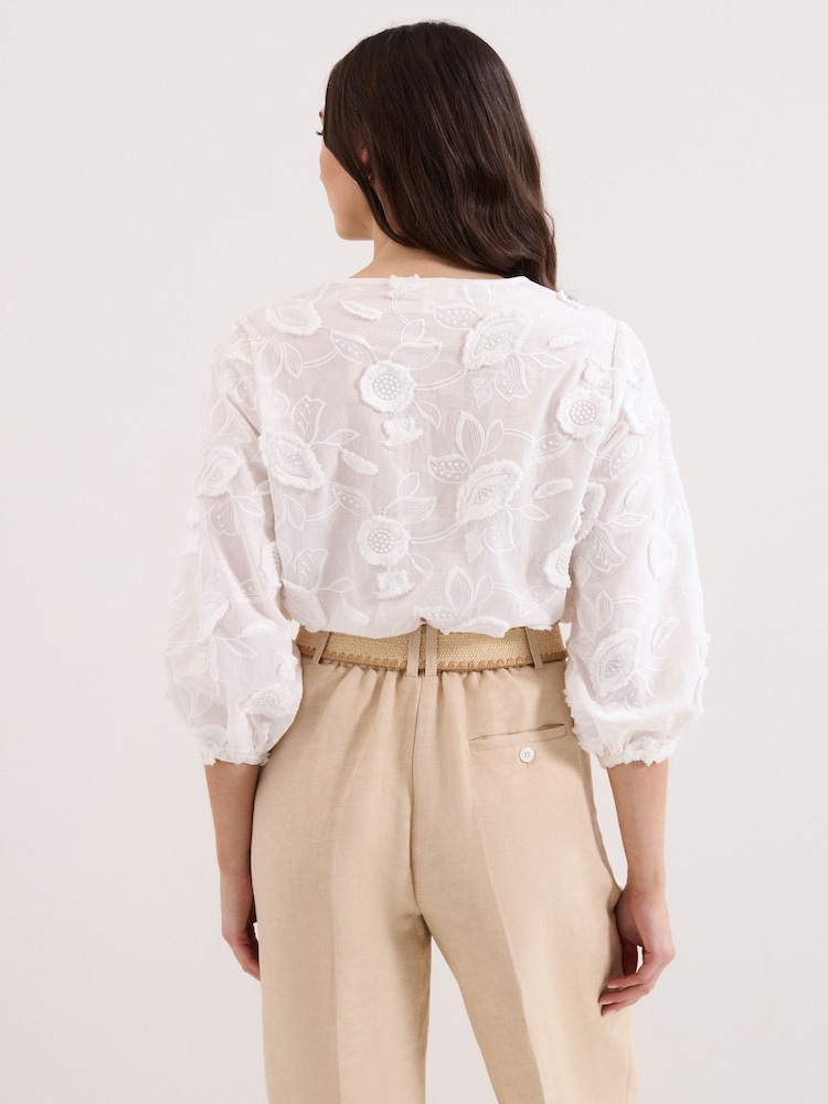 Phase Eight White Daisy Texture Blouse - Image 2 of 5