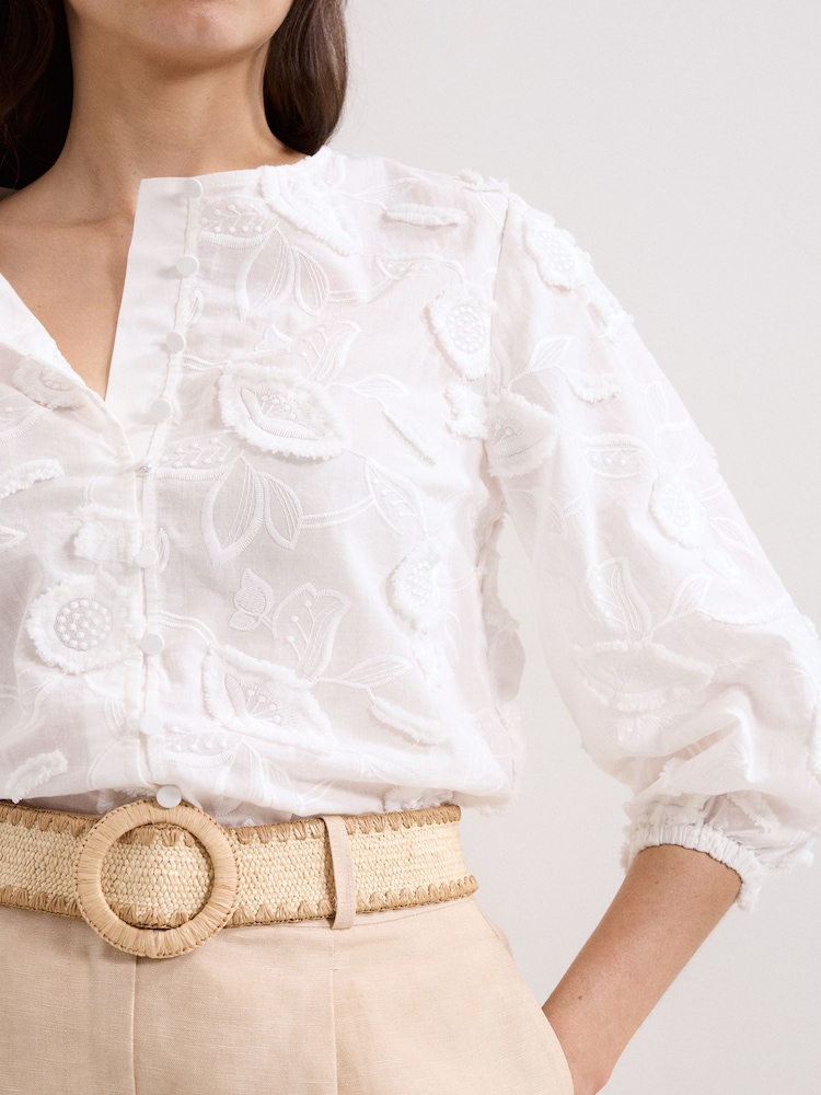 Phase Eight White Daisy Texture Blouse - Image 5 of 5