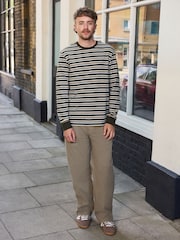 Sand Baggy Fit Five Pocket Cotton Rich Trousers - Image 1 of 8