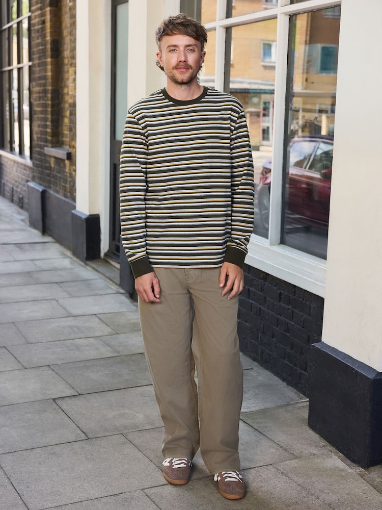 Sand Baggy Fit Five Pocket Cotton Rich Trousers - Image 1 of 8 Sand Baggy Fit Five Pocket Cotton Rich Trousers - Image 1 of 8