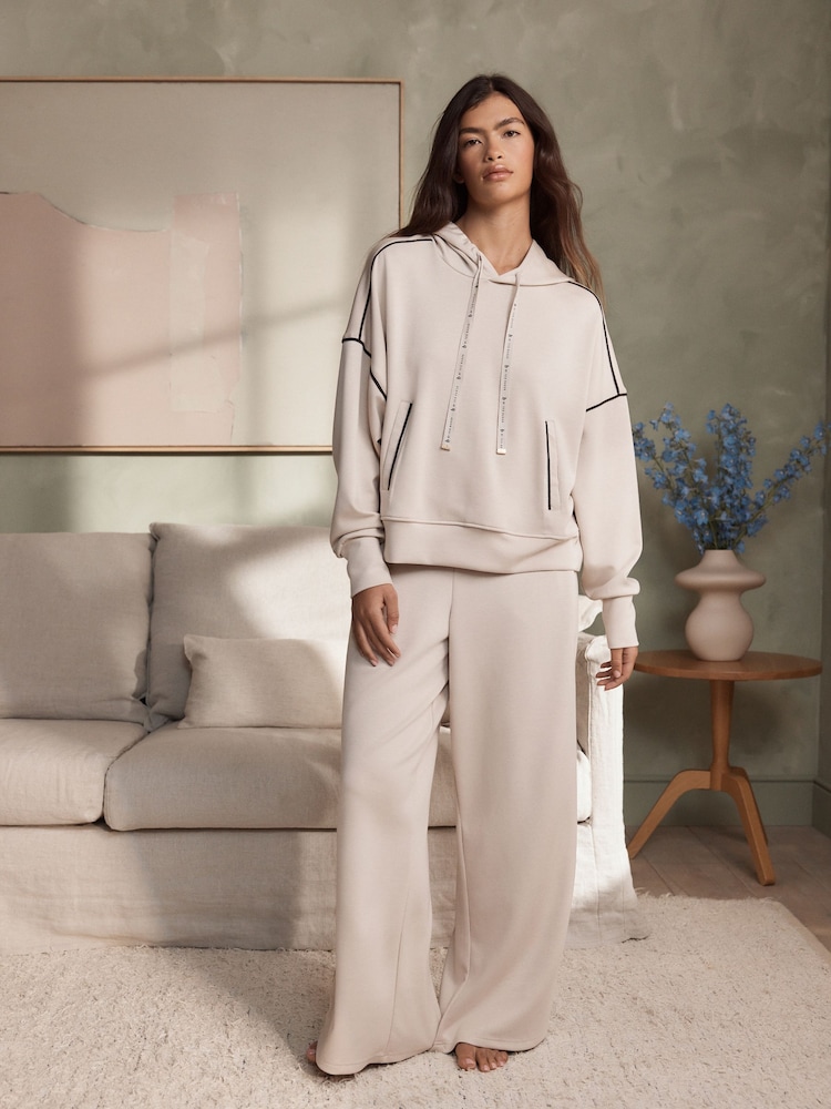 B by Ted Baker Viscose Lounge Hoodie with Piping Detail - Image 2 of 5 B by Ted Baker Viscose Lounge Hoodie with Piping Detail - Image 2 of 5