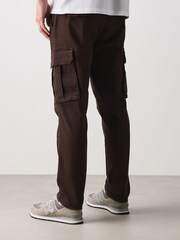 Dark Brown Slim Fit Cotton Stretch Cargo Trousers - Image 3 of 5