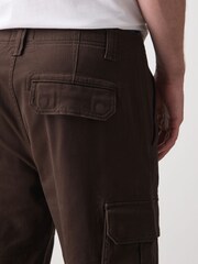 Dark Brown Slim Fit Cotton Stretch Cargo Trousers - Image 5 of 5