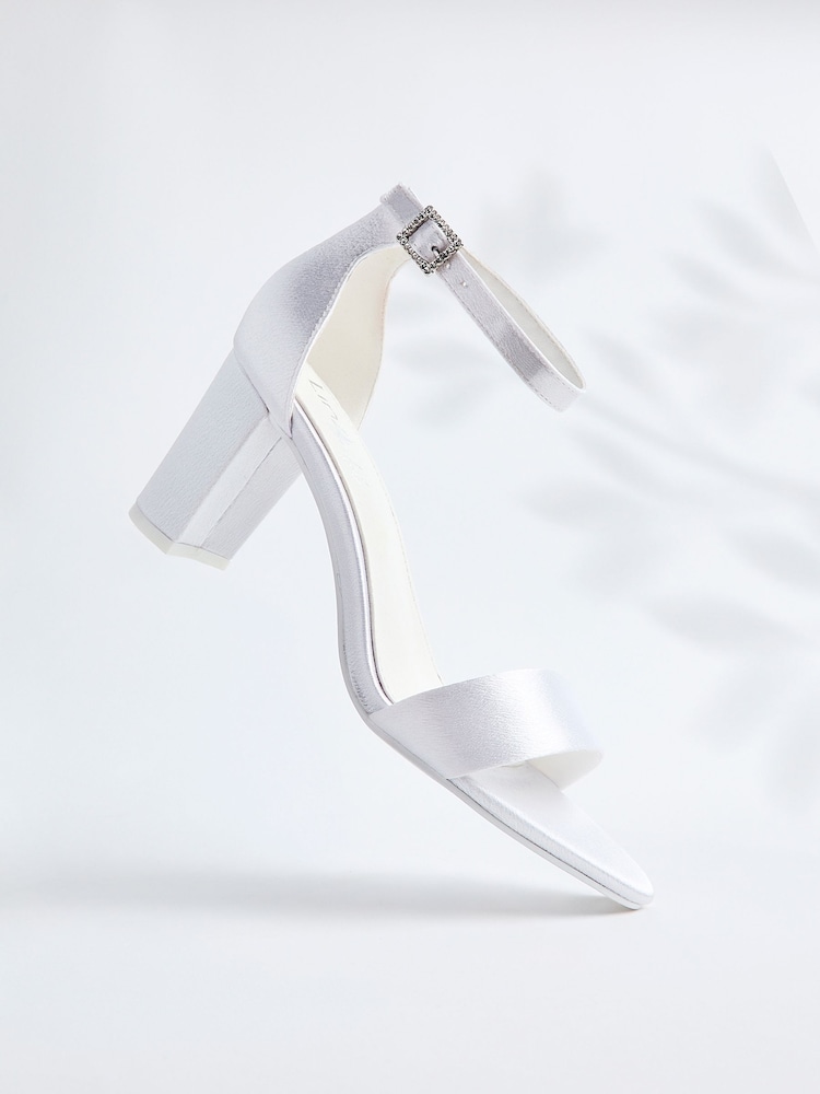 Linzi White Bridal Unite Barely There Block Heeled Sandals - Image 1 of 5 Linzi White Bridal Unite Barely There Block Heeled Sandals - Image 1 of 5