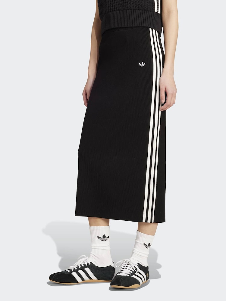 adidas Originals Black Adicolor Knit 3-Stripes Skirt - Image 1 of 6