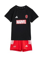 adidas Black Marvel Spider-Man Top and Short Set - Image 1 of 6