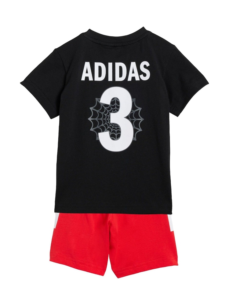 adidas Black Marvel Spider-Man Top and Short Set - Image 2 of 6
