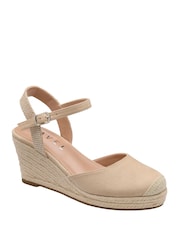 Ravel Cream Espadrille Wedge Closed Toe Strap Shoes - Image 1 of 4