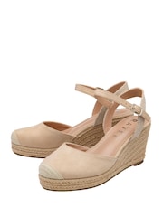 Ravel Cream Espadrille Wedge Closed Toe Strap Shoes - Image 3 of 4