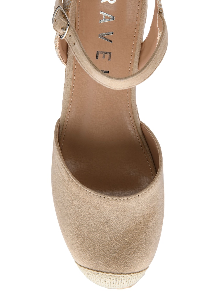 Ravel Cream Espadrille Wedge Closed Toe Strap Shoes - Image 4 of 4