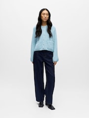 OBJECT Blue Soft Touch Relaxed Fit Button Cardigan - Image 3 of 5