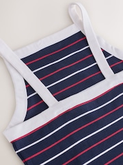 Navy Blue Stripe Ribbed Thick Strap Vest - Image 2 of 3