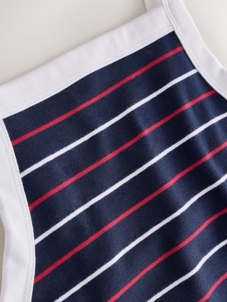 Navy Blue Stripe Ribbed Thick Strap Vest - Image 3 of 3