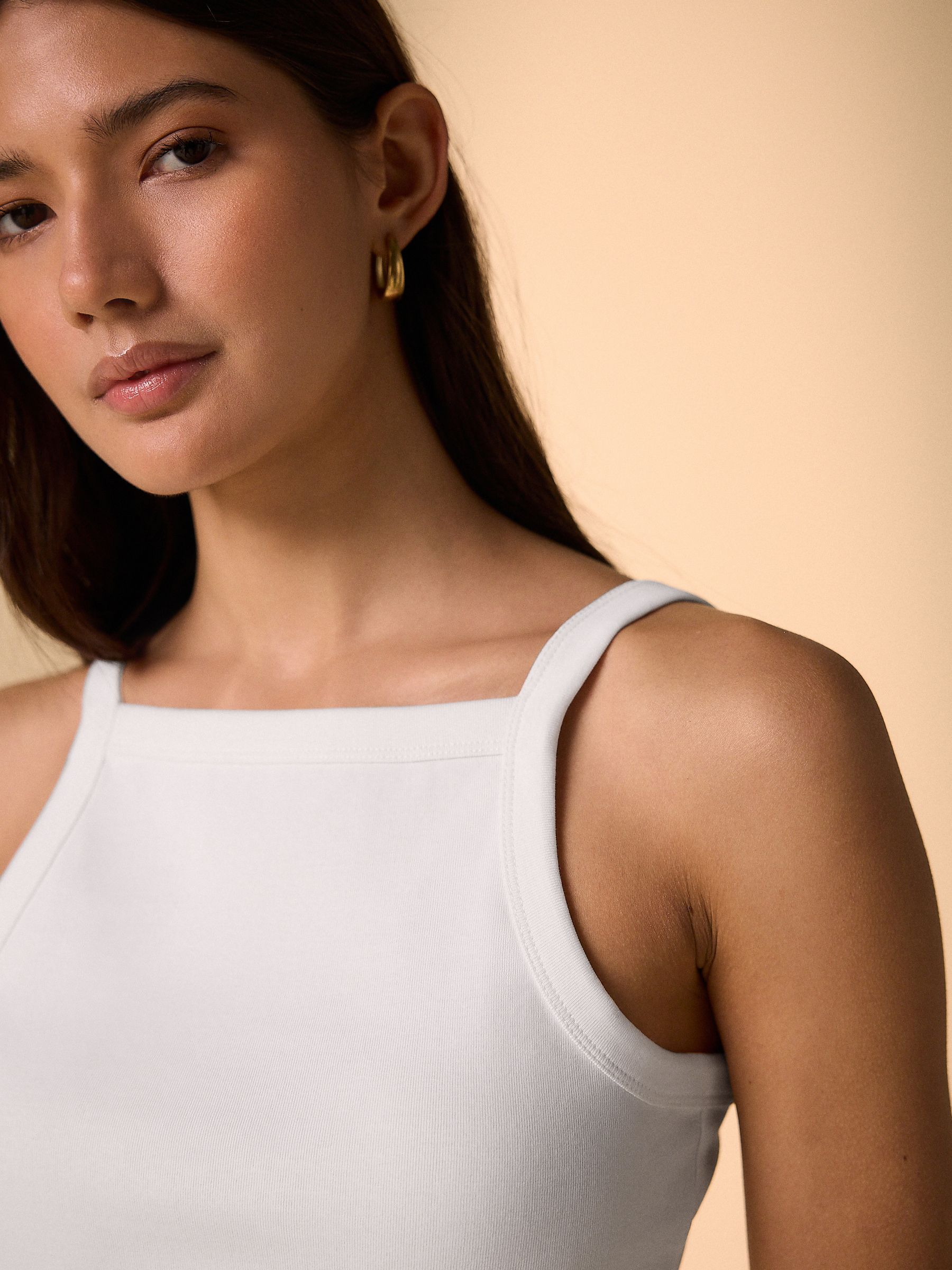 Buy White Ribbed Thick Strap Vest from Next Canada